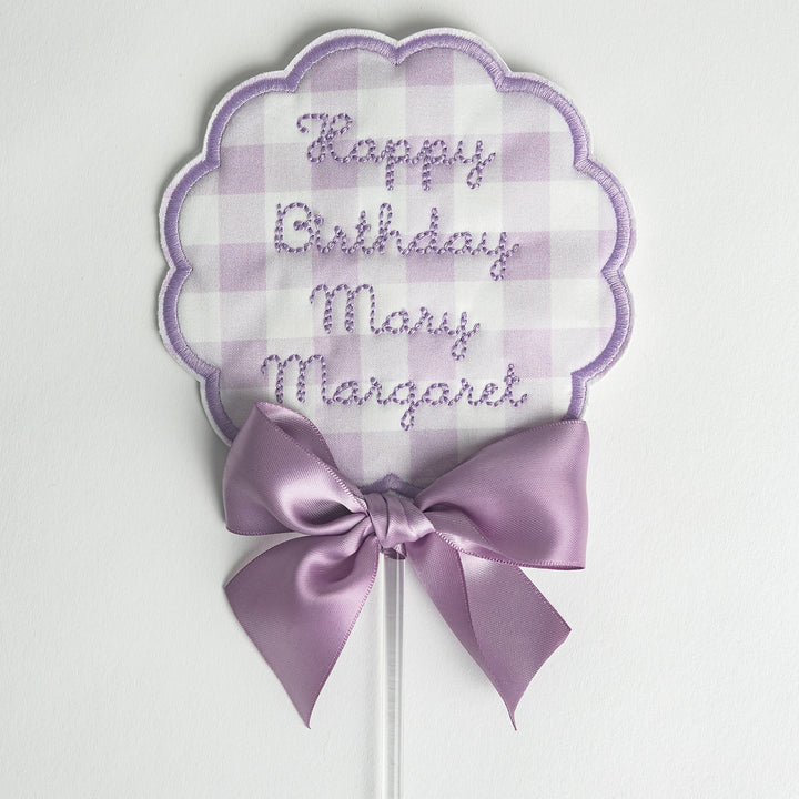 Happy Birthday Topper: Little Lavender Check