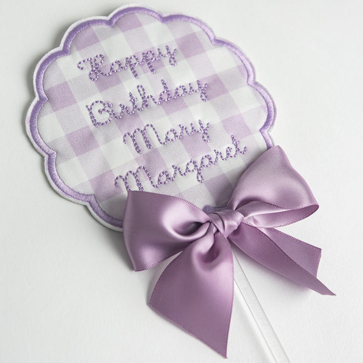 Happy Birthday Topper: Little Lavender Check