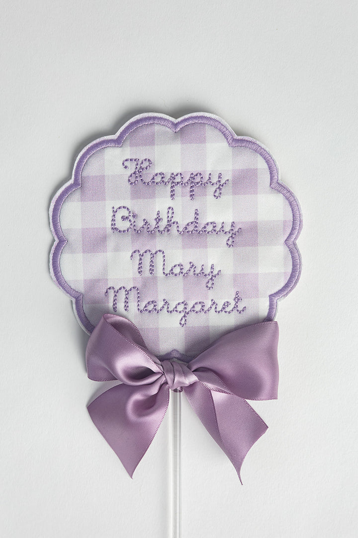 Happy Birthday Topper: Little Lavender Check