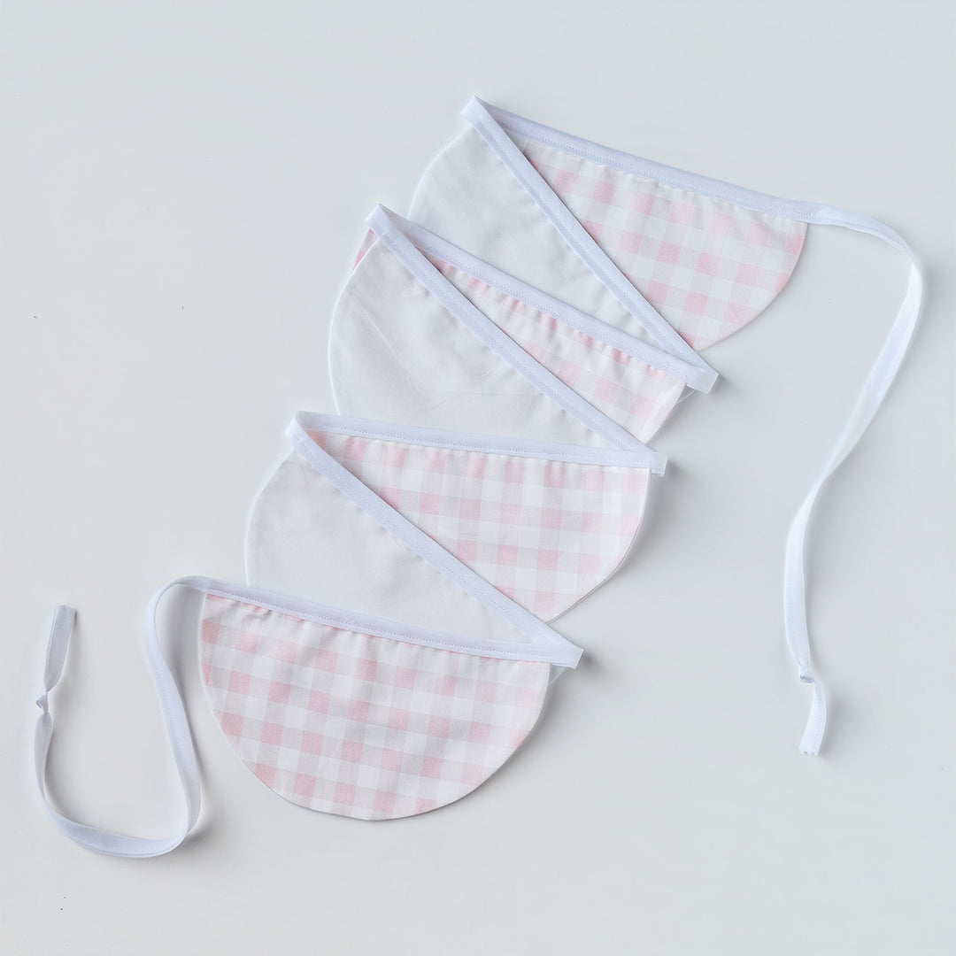 White and Little Pink Check Bunting