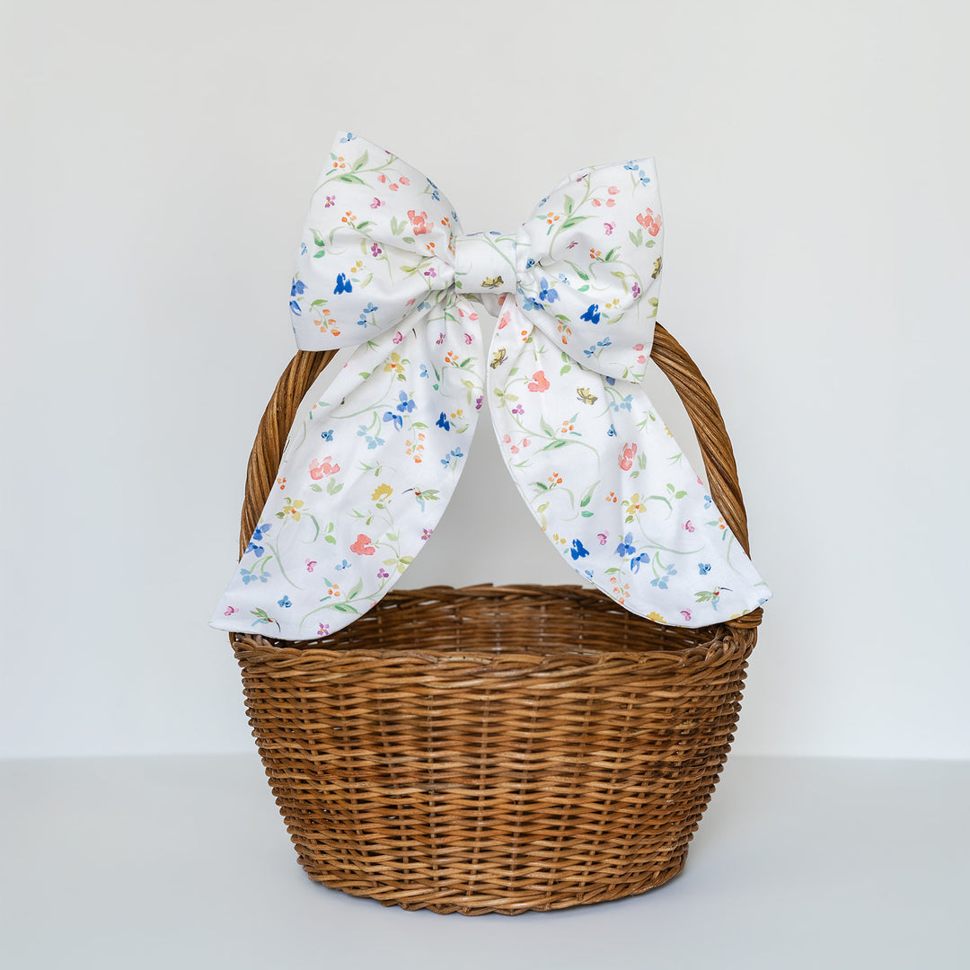 Dogwood Hill Hummingbird Floral Easter Basket Bow