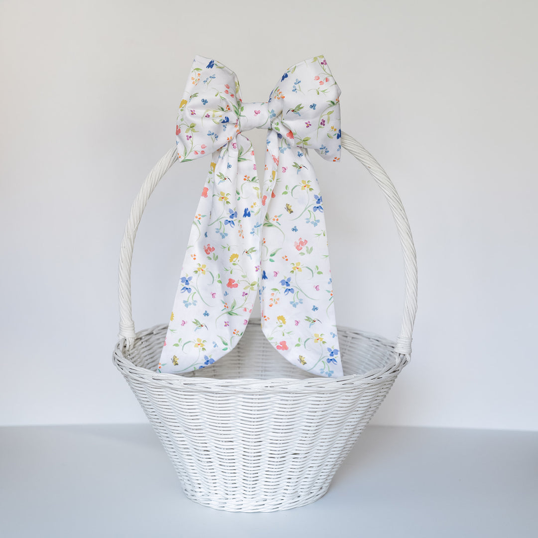 Dogwood Hill Hummingbird Floral Easter Basket Bow