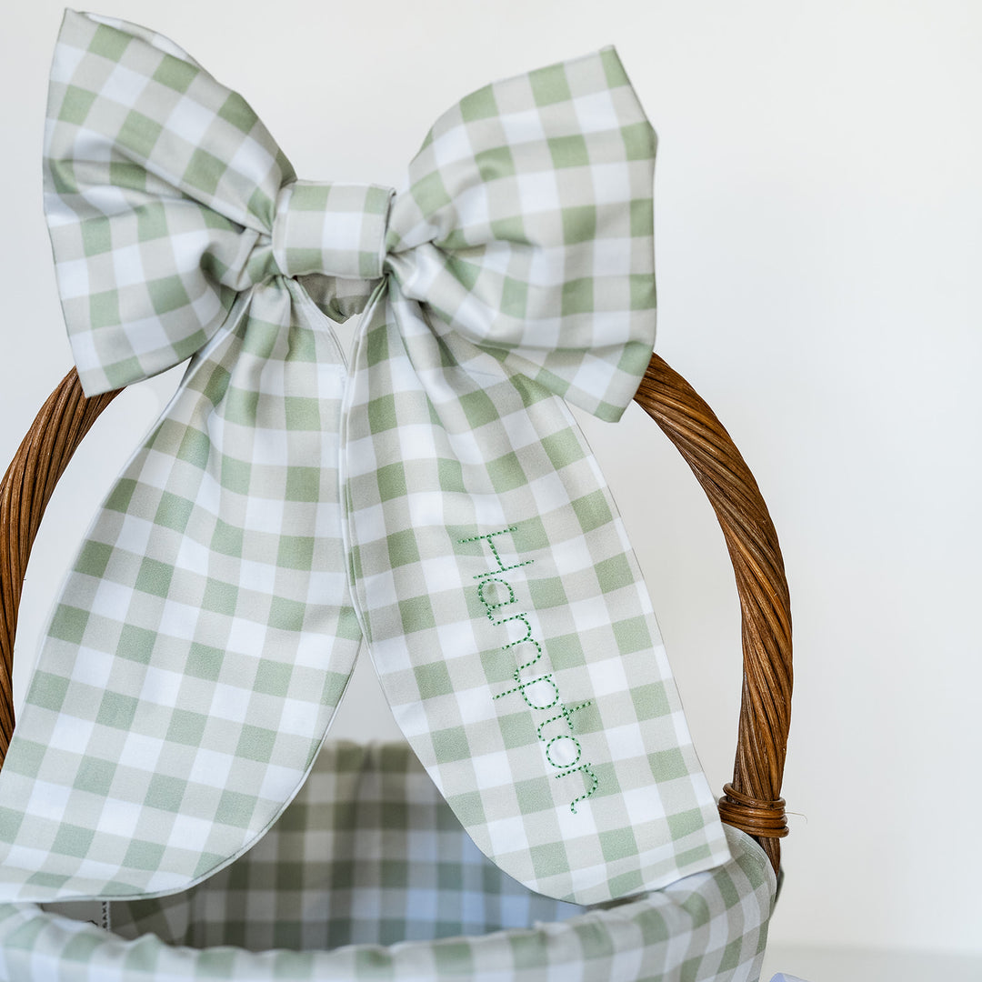 Little Green Check Liner + Bow Set (for Ballard Basket)