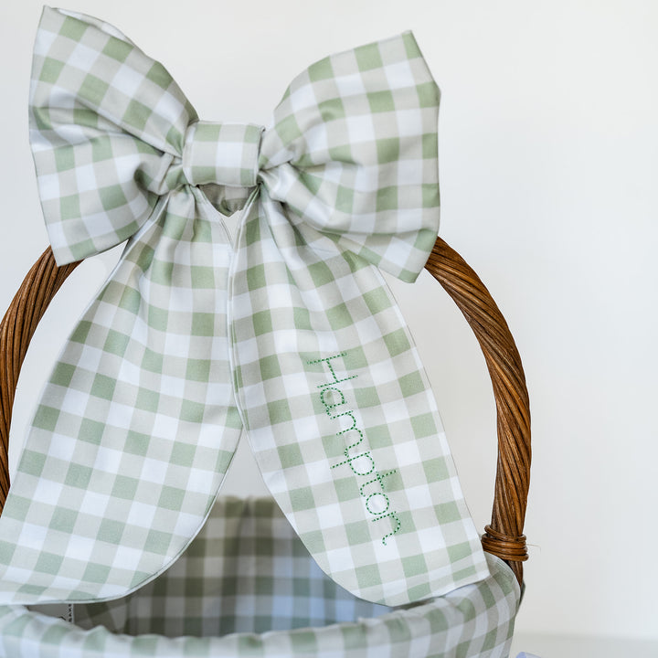 Little Green Check Liner + Bow Set (for Ballard Basket)