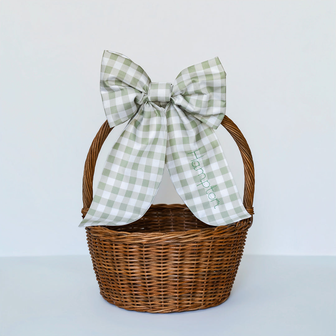 Little Green Check Liner + Bow Set (for Ballard Basket)