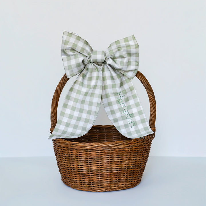 Little Green Check Liner + Bow Set (for Ballard Basket)