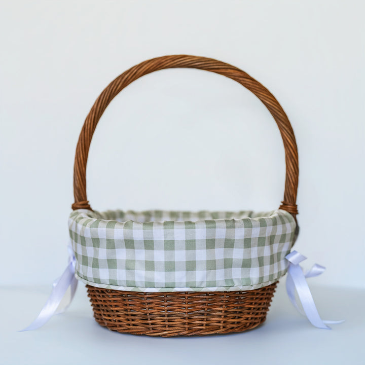 Little Green Check Liner + Bow Set (for Ballard Basket)