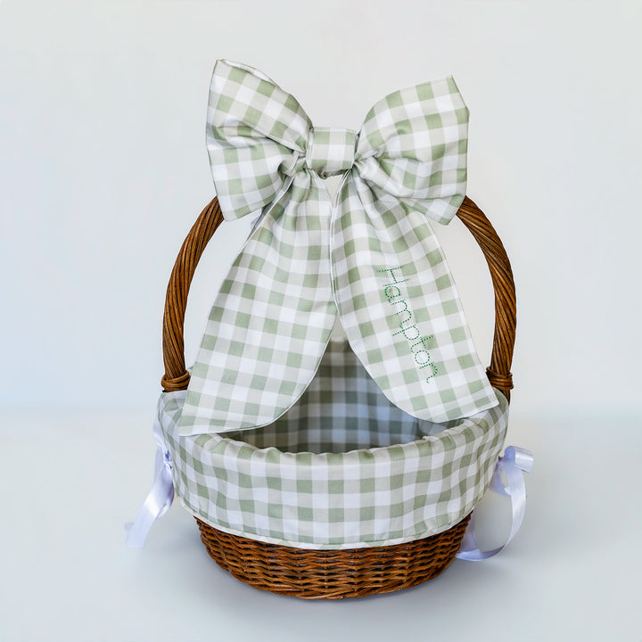 Little Green Check Liner + Bow Set (for Ballard Basket)