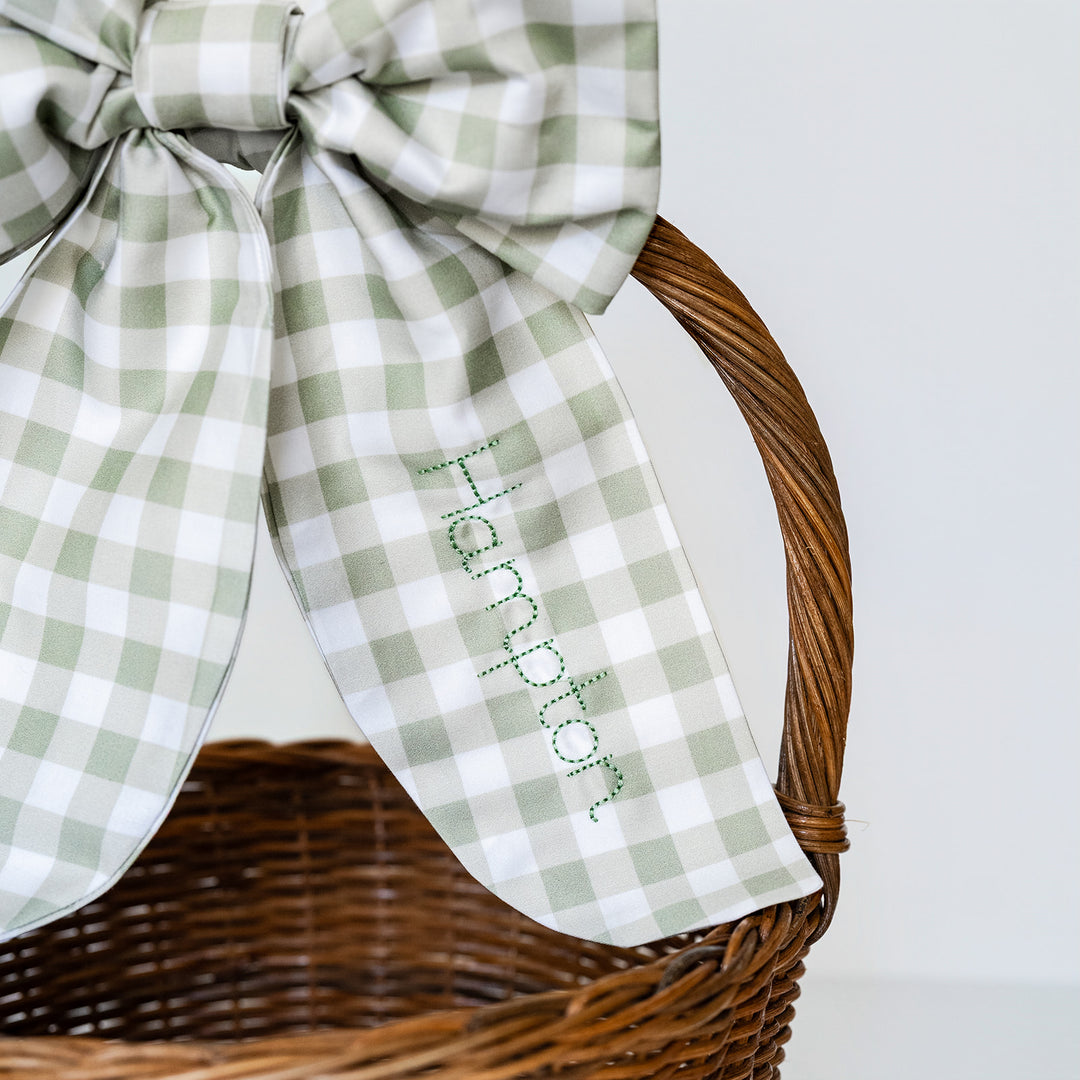 Little Green Check Liner + Bow Set (for Ballard Basket)