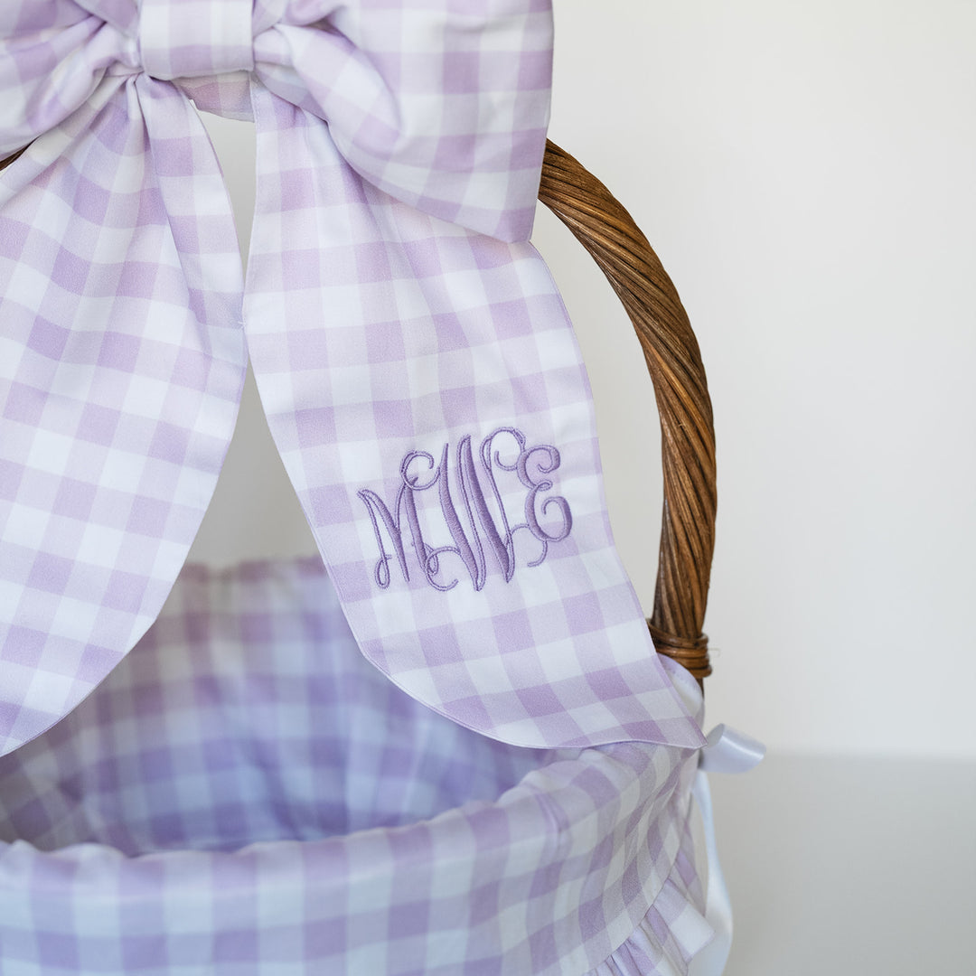 Little Lavender Check Easter Basket Bow