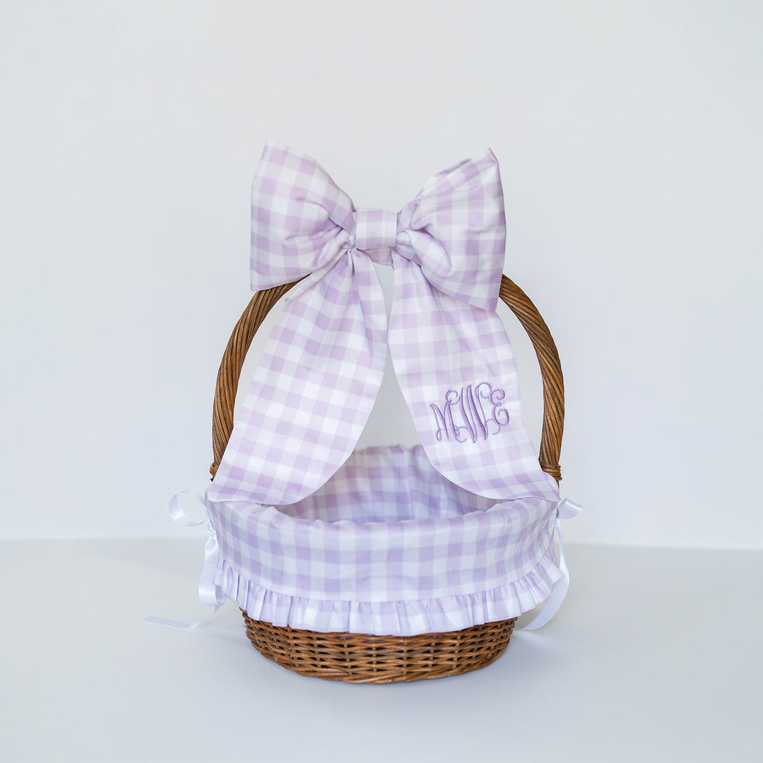 Little Lavender Check Liner with Ruffle Trim (fits Ballard basket)