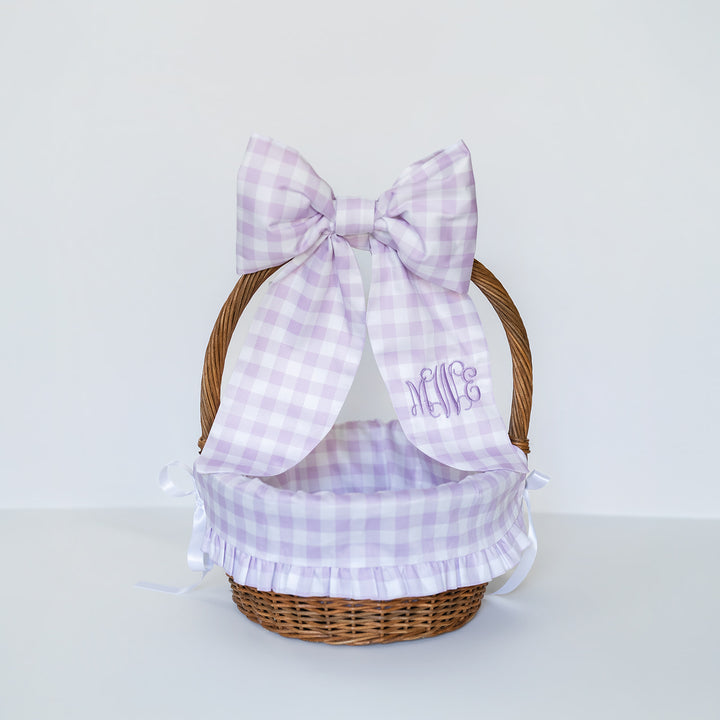 Little Lavender Check Liner with Ruffle Trim (fits Ballard basket)