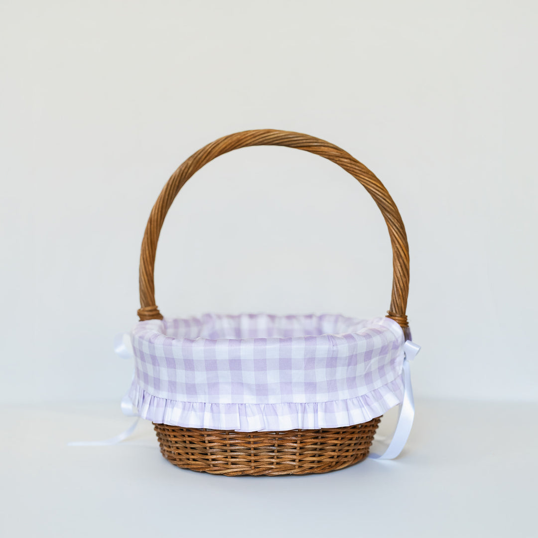 Little Lavender Check Liner with Ruffle Trim (fits Ballard basket)