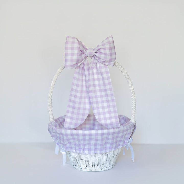 Little Lavender Check Liner + Bow Set (for Pottery Barn Sabrina Basket)