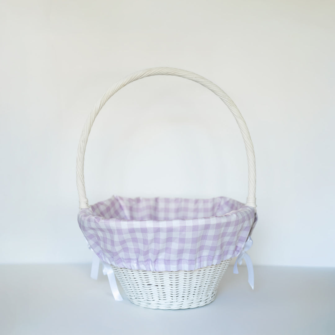 Little Lavender Check Liner + Bow Set (for Pottery Barn Sabrina Basket)