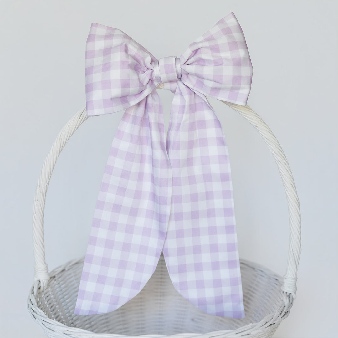 Little Lavender Check Easter Basket Bow