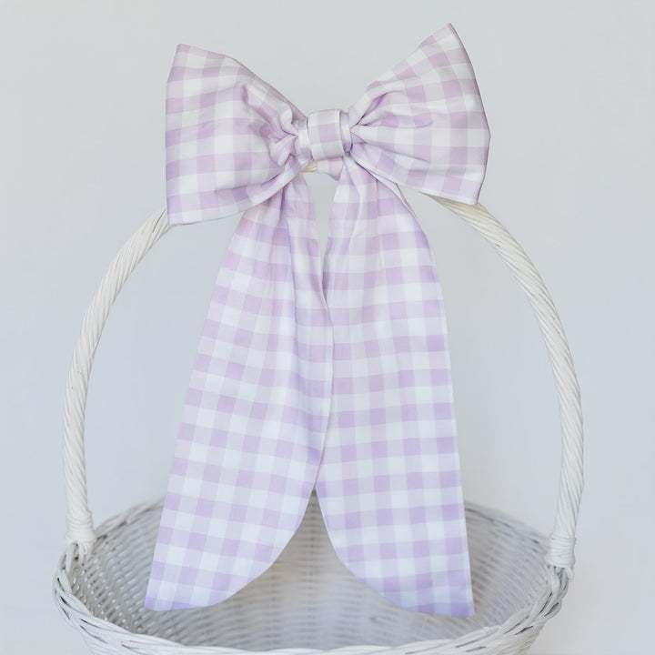 Little Lavender Check Easter Basket Bow