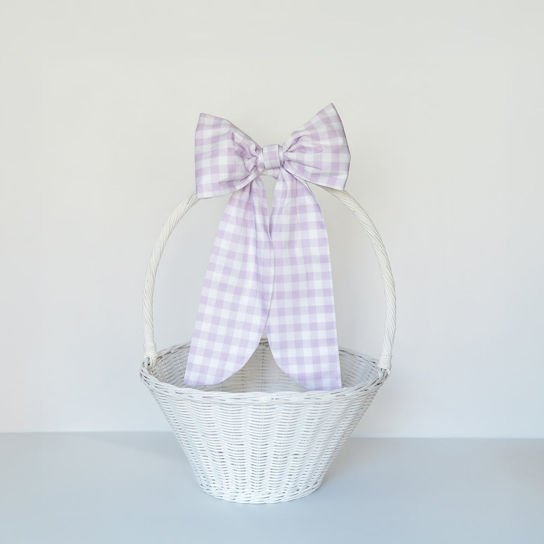 Little Lavender Check Liner + Bow Set (for Pottery Barn Sabrina Basket)