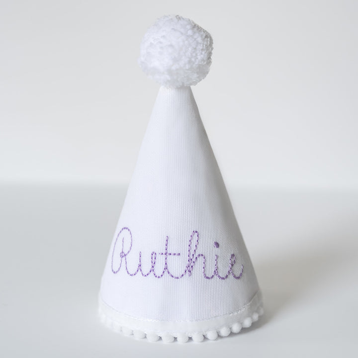 White with Lavender Party Hat