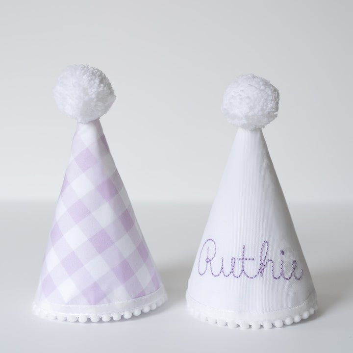 White with Lavender Party Hat