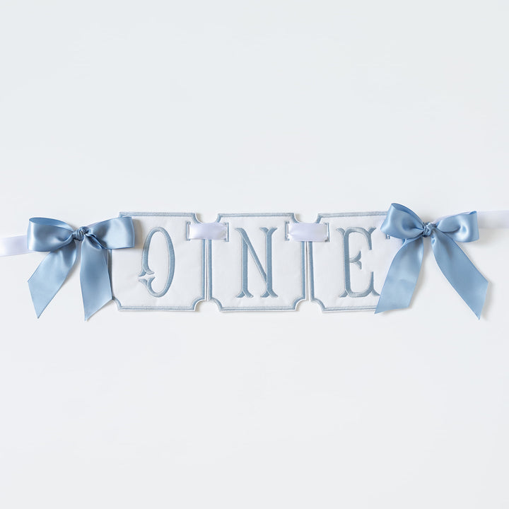 3 Piece ONE Banner: White with Blue