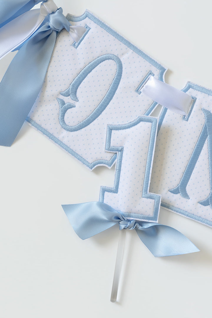 3 Piece ONE Banner: Blue Bitty Dot