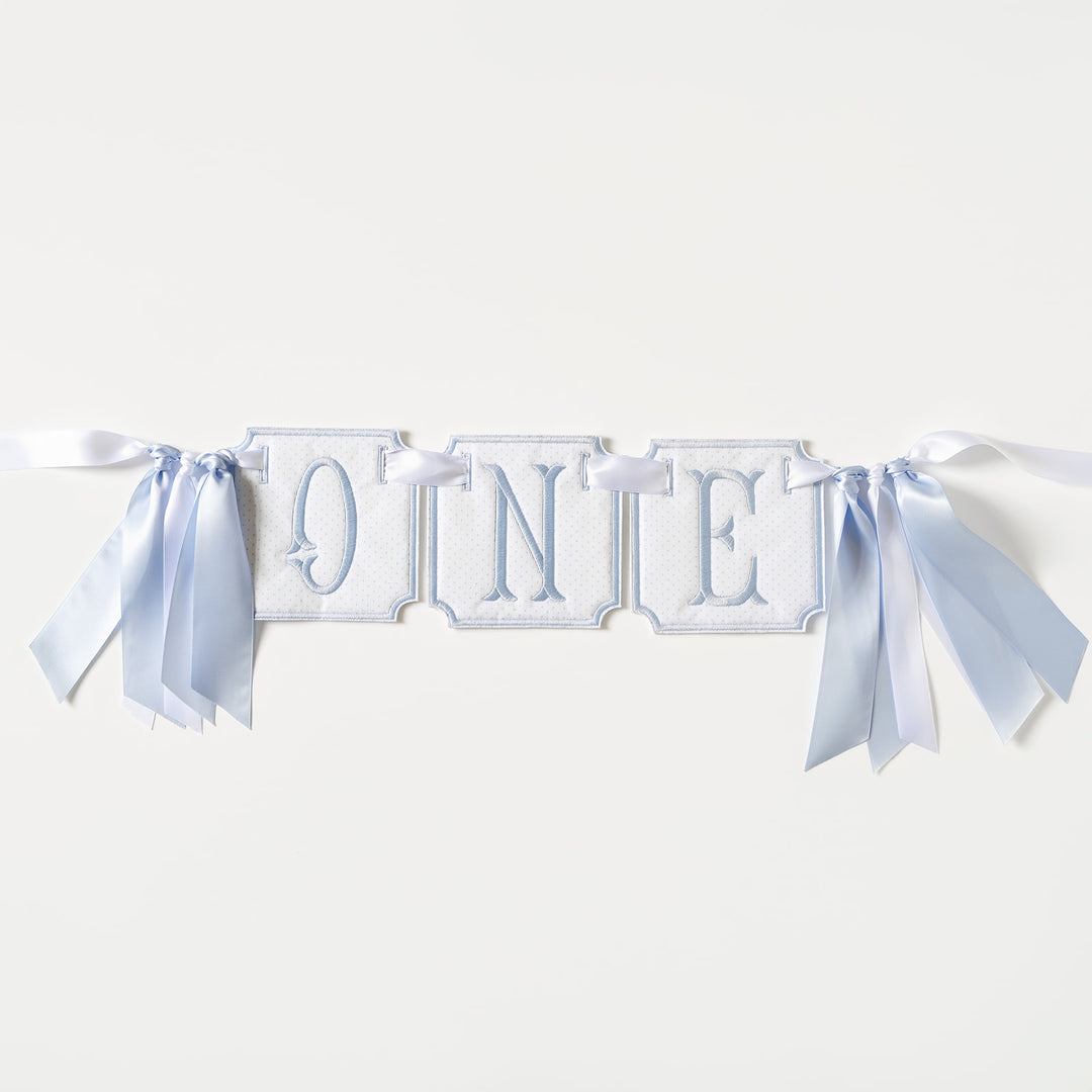 3 Piece ONE Banner: Blue Bitty Dot