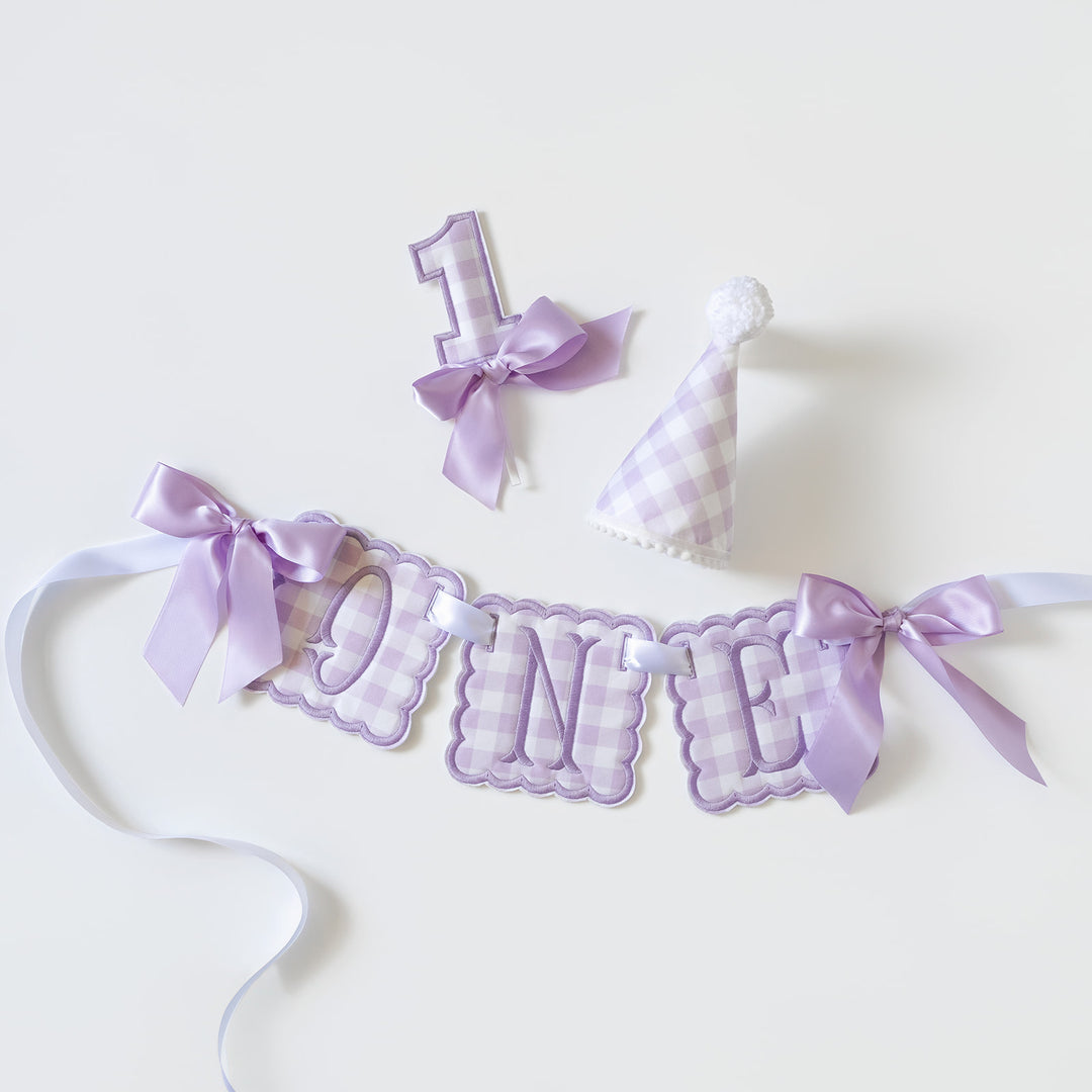 3 Piece ONE Banner: Little Lavender Check