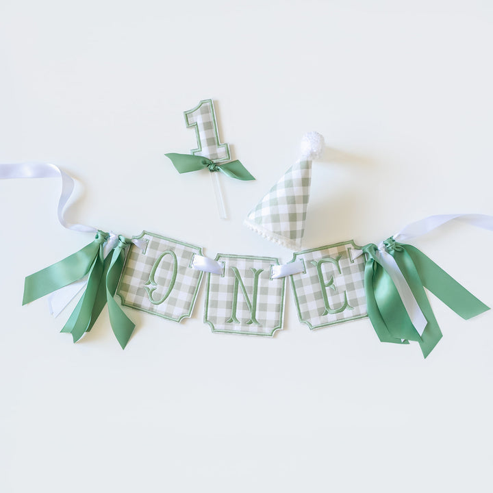 3 Piece ONE Banner: Little Green Check