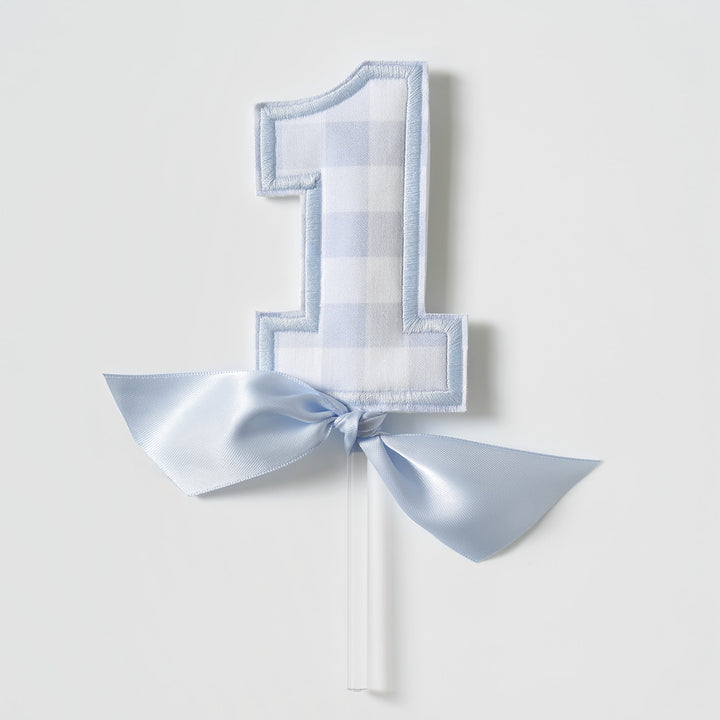 Little Blue Check "1" Topper