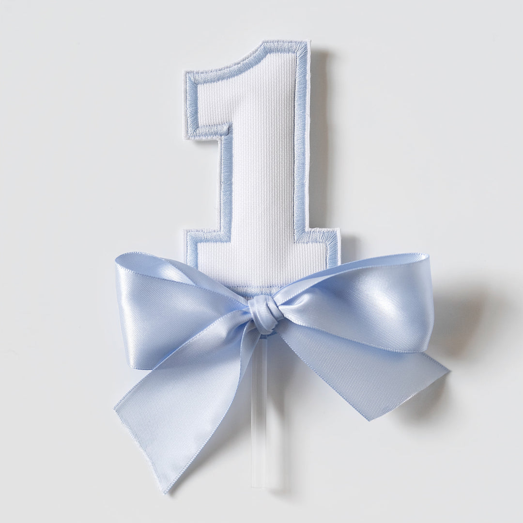 White with Blue "1" Topper