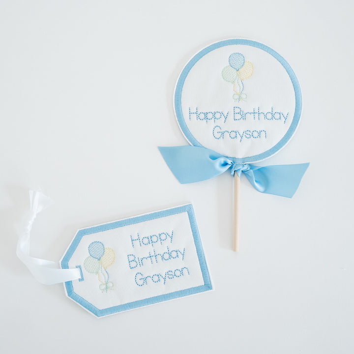 Personalized Happy Birthday Balloon Tag and Topper Set