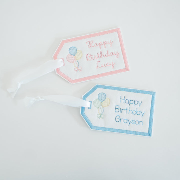 Personalized Happy Birthday Balloon Tag and Topper Set