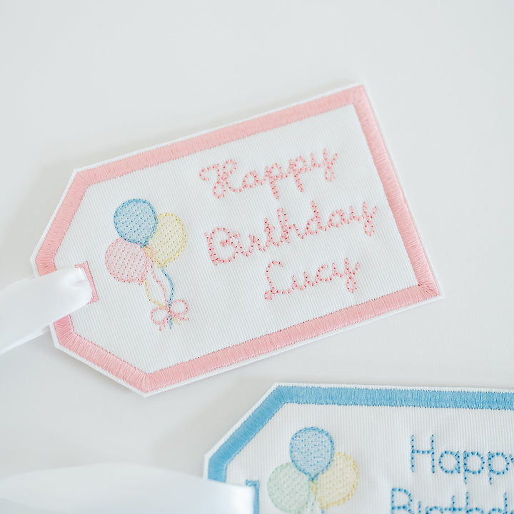 Personalized Happy Birthday Balloon Tag and Topper Set