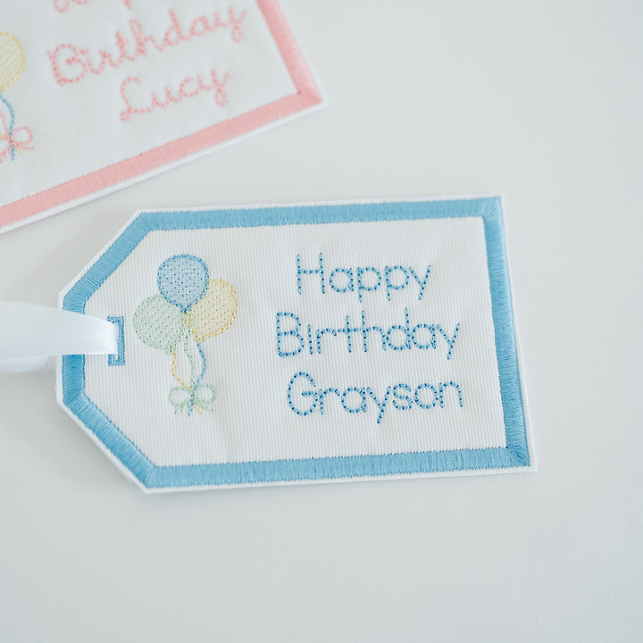 Personalized Happy Birthday Balloon Tag and Topper Set