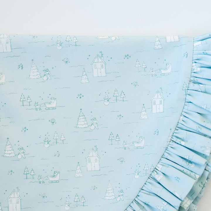Blue Christmas Village Petite Tree Skirt