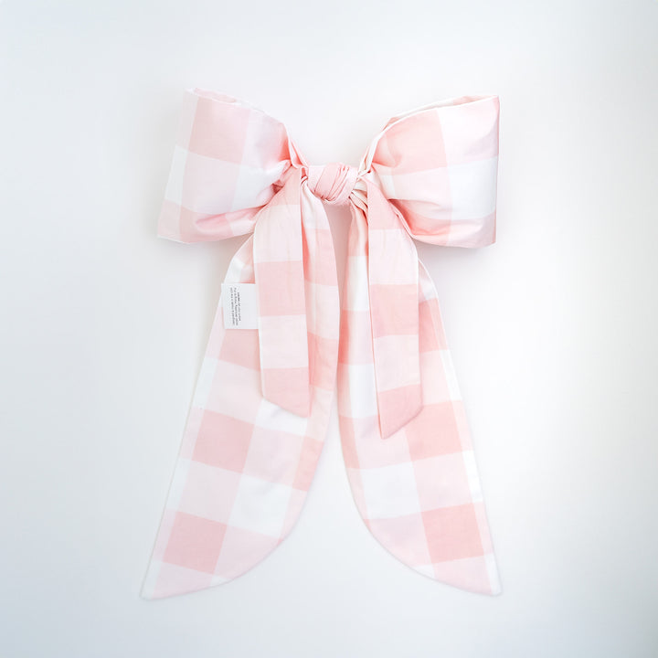 Pink Buffalo Check Sateen Bow Topper