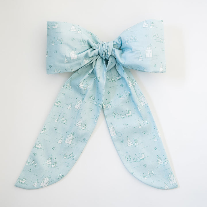 Blue Christmas Village Bow Topper