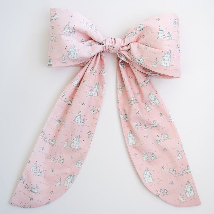 Pink Christmas Village Bow Topper