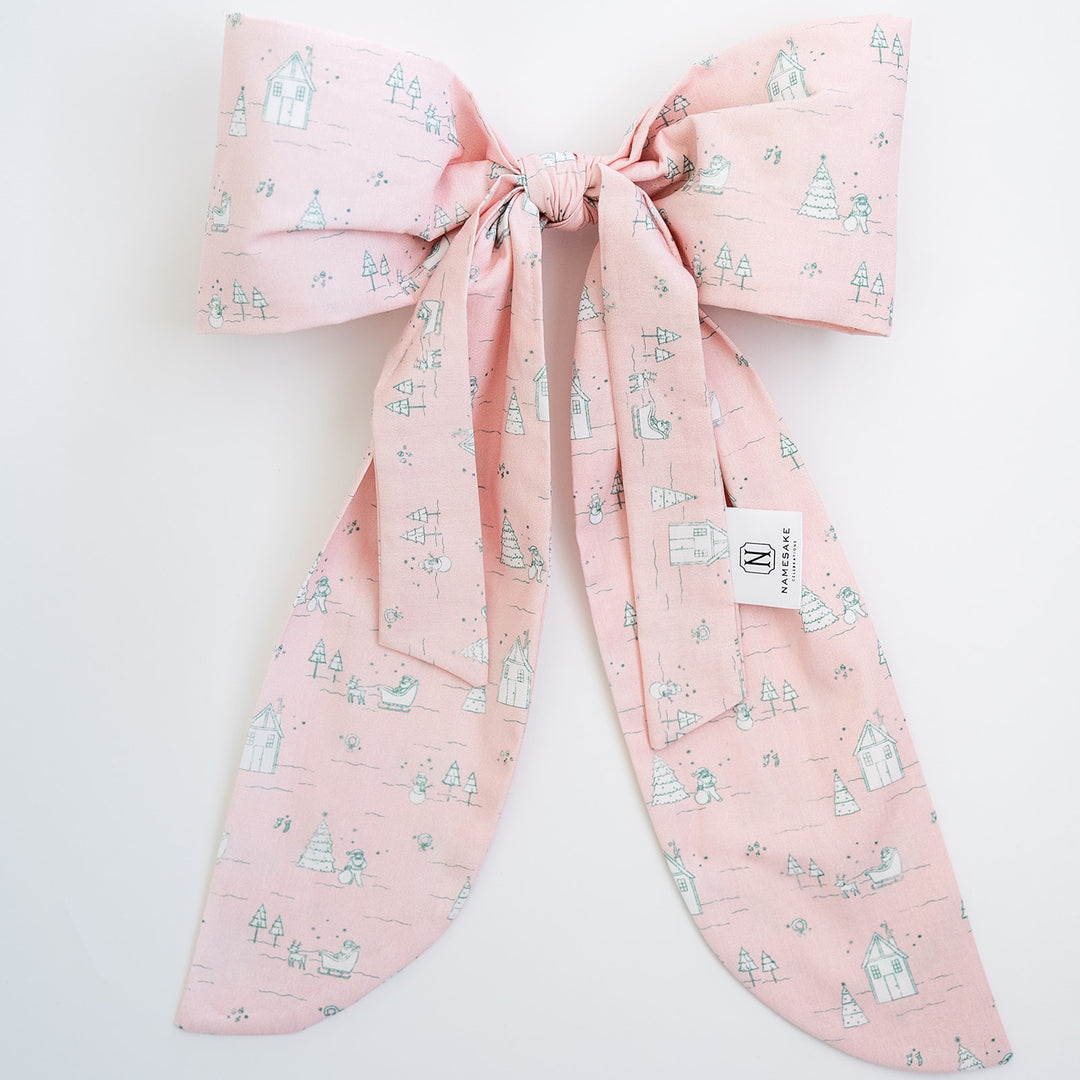 Pink Christmas Village Bow Topper