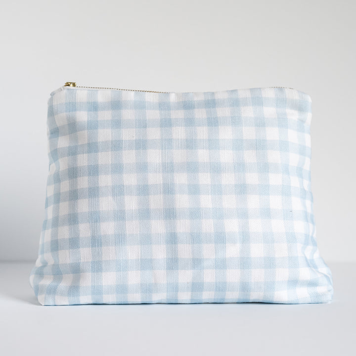 Luxury Zip Pouch in Little Blue Check
