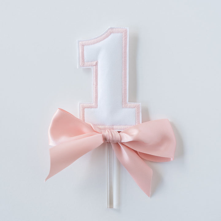White with Pink "1" Topper
