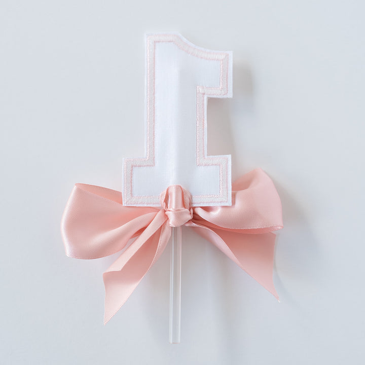 White with Pink "1" Topper