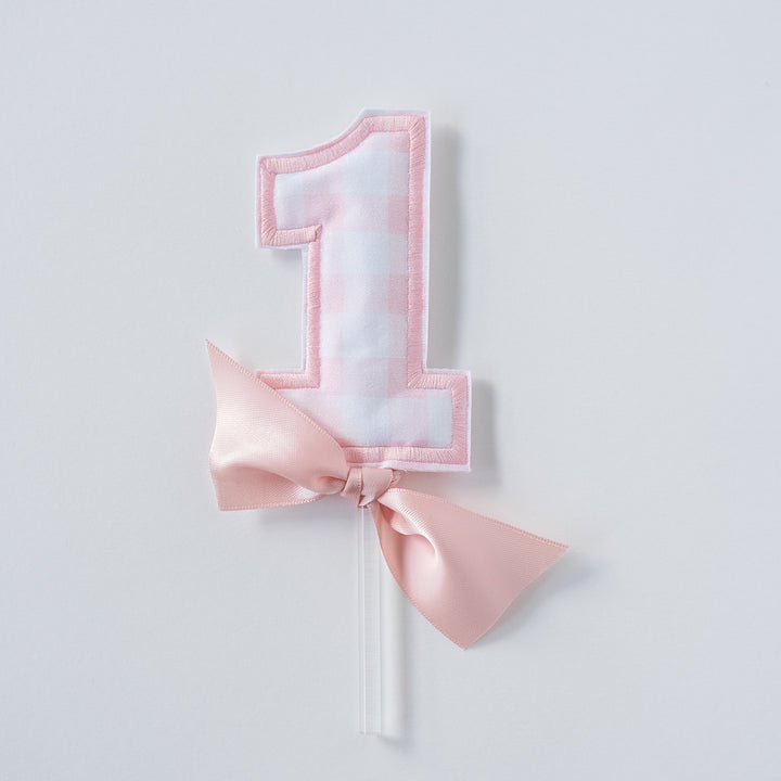 Little Pink Check "1" Topper