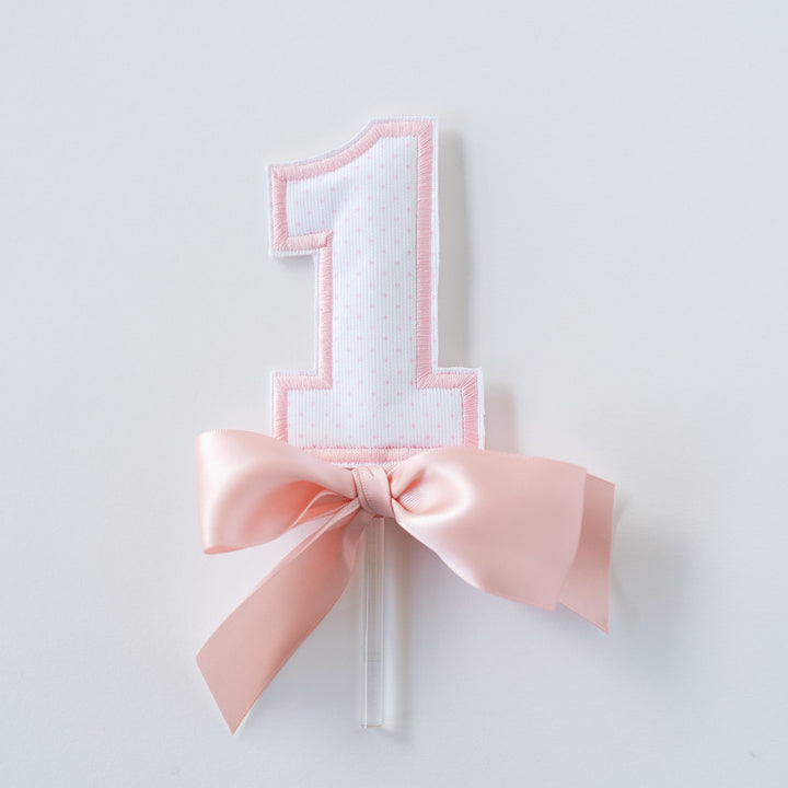 Pink Bitty Dot "1" Topper
