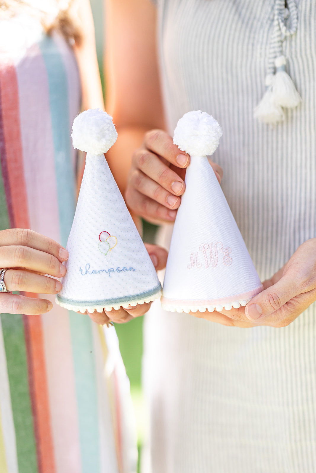 Scroll Monogram Hand Stitched Party Hat