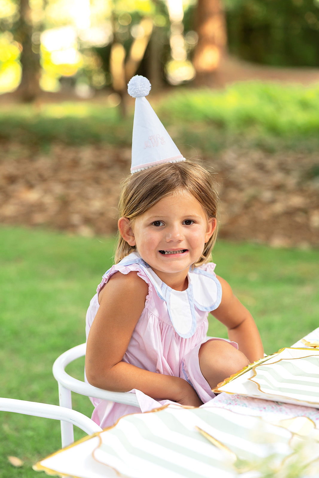 Scroll Monogram Hand Stitched Party Hat