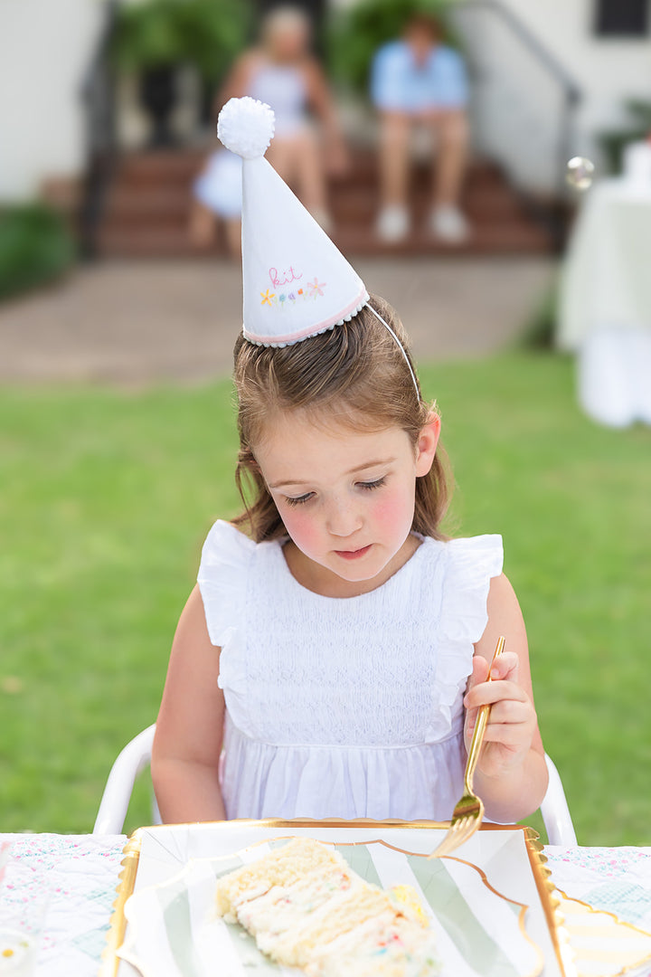 Row of Flowers Hand Stitched Party Hat