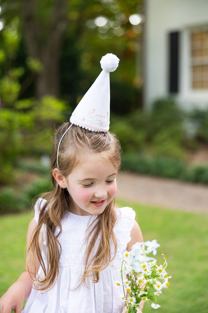 Flower Border Hand Stitched Party Hat