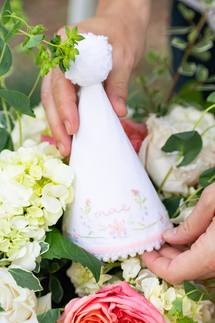 Flower Border Hand Stitched Party Hat